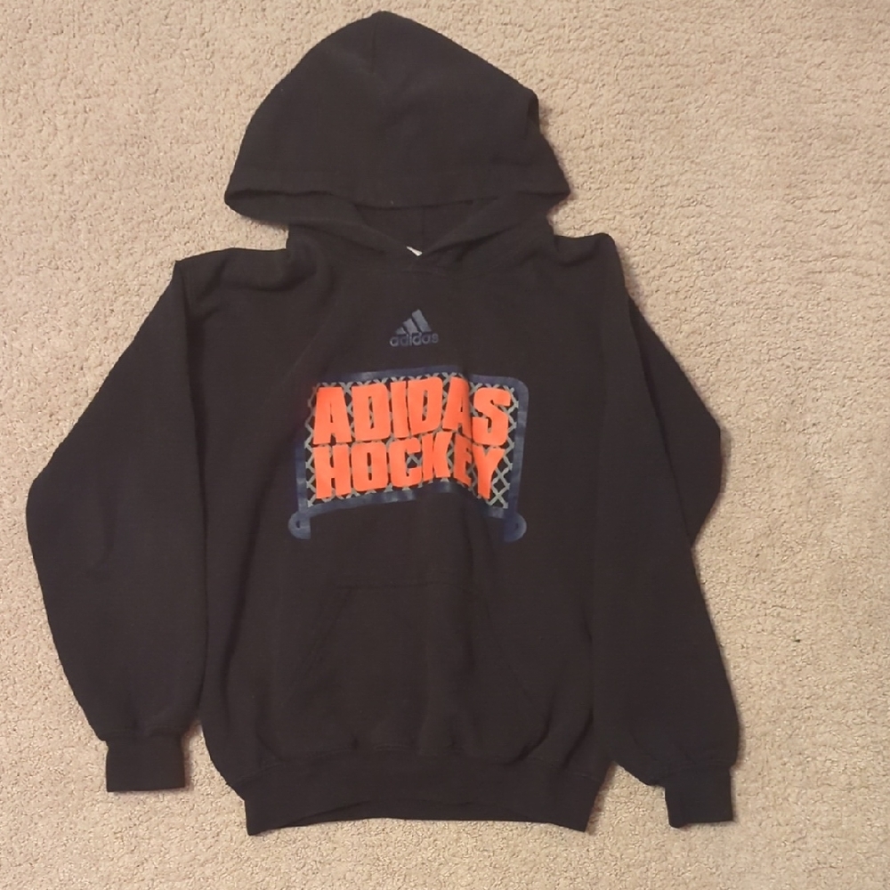 Adidas Black Hoodie With Orange Hockey Logo